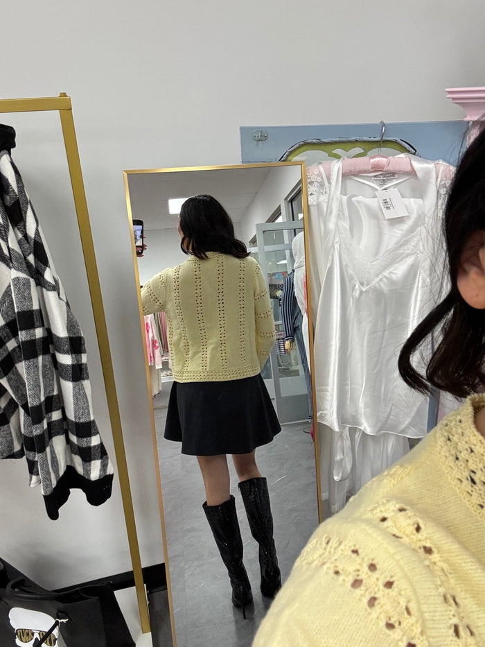 3 Bow Tie Strap Sweater Cardigan - Yellow - Intimate Whispers