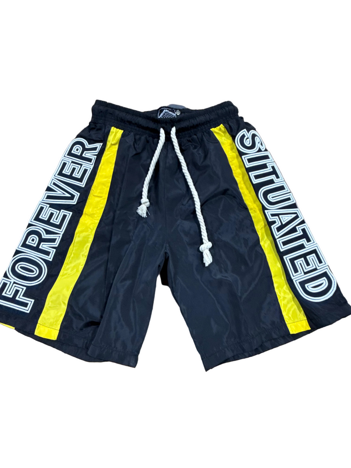 Forever Situated - Track Short Set - Blk/yllw