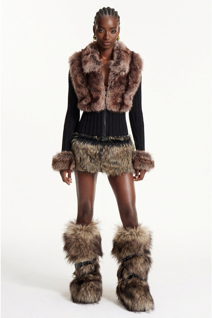 Agrafena Faux Fur Knit Top