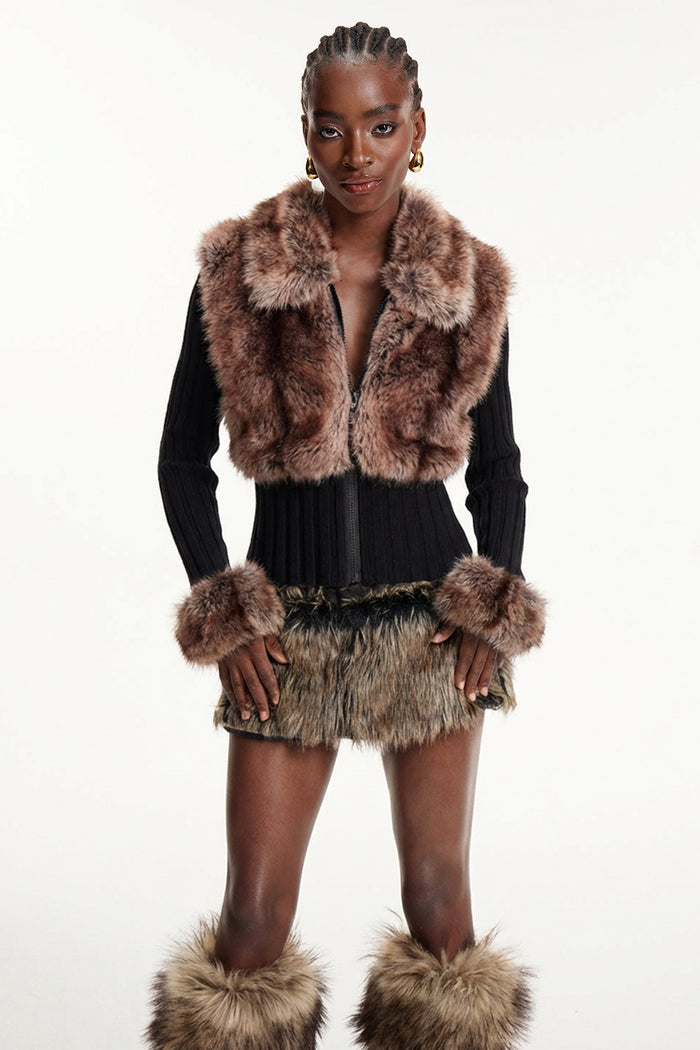 Agrafena Faux Fur Knit Top