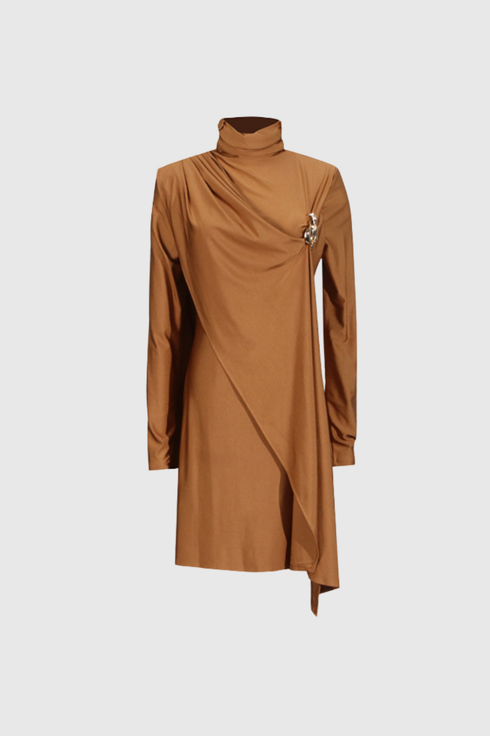 Agu Ruch Fringe Mini Dress In Khaki