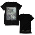 Black WRVTH t-shirt featuring a faded, eerie illustration of an old house and bare trees on the front; Unique Leader Records appears in stylized silver lettering on the lower back.