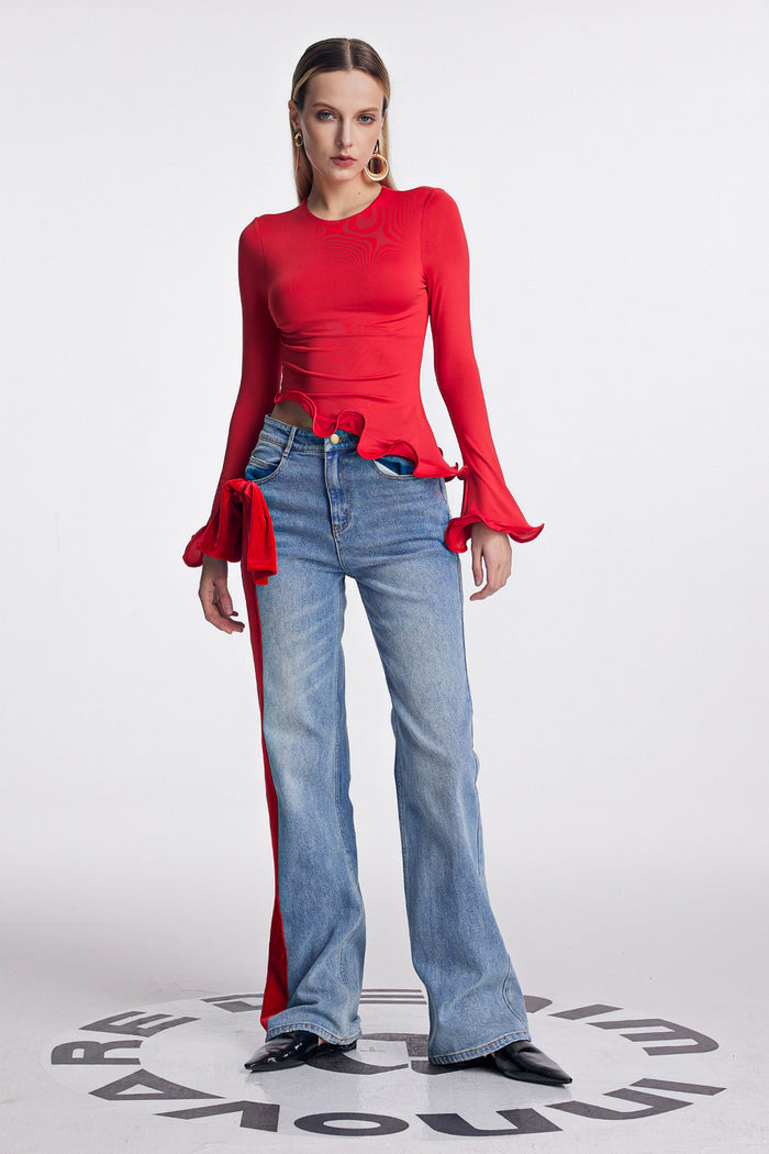 Alize Ruffle Bodycon Asymmetric Top