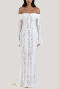 Alladitta Lace Off Shoulder Cutout Maxi Dress