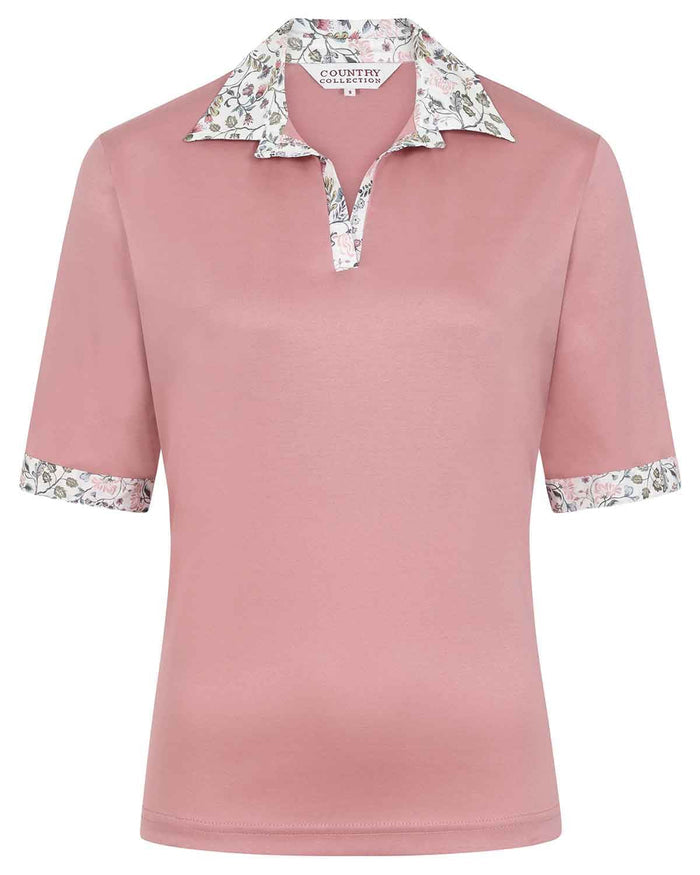 Angelica Cotton Trimmed Short Sleeve Polo Top - Image 3 - The Classic Boutique
