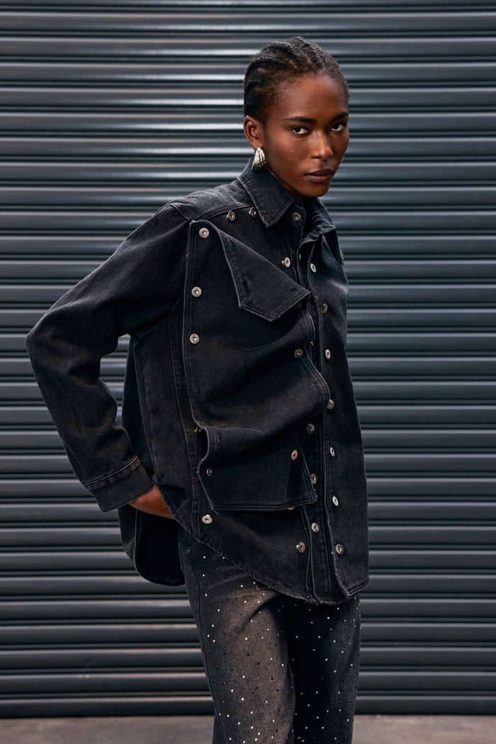 Antony Deconstruct Button Denim Jacket In Black