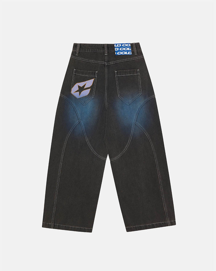 ARTWEAR JEANS GREY DENIM - grey washed denim pants, back view - Cold Culture