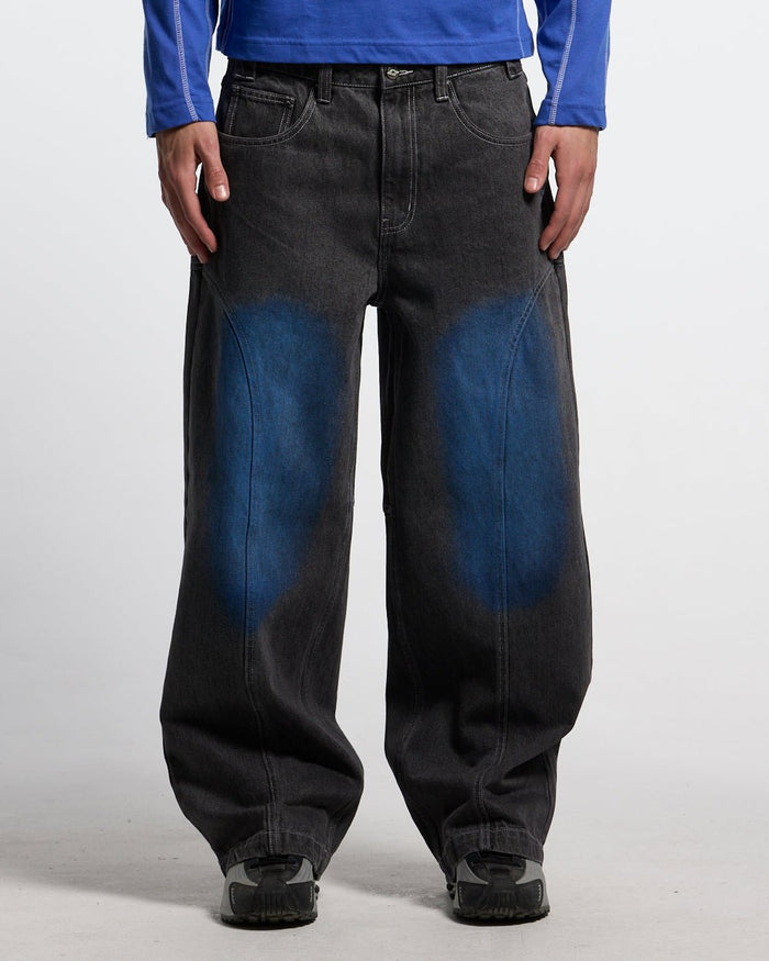 ARTWEAR JEANS GREY DENIM - grey washed denim pants, front view on male model - Cold Culture #man