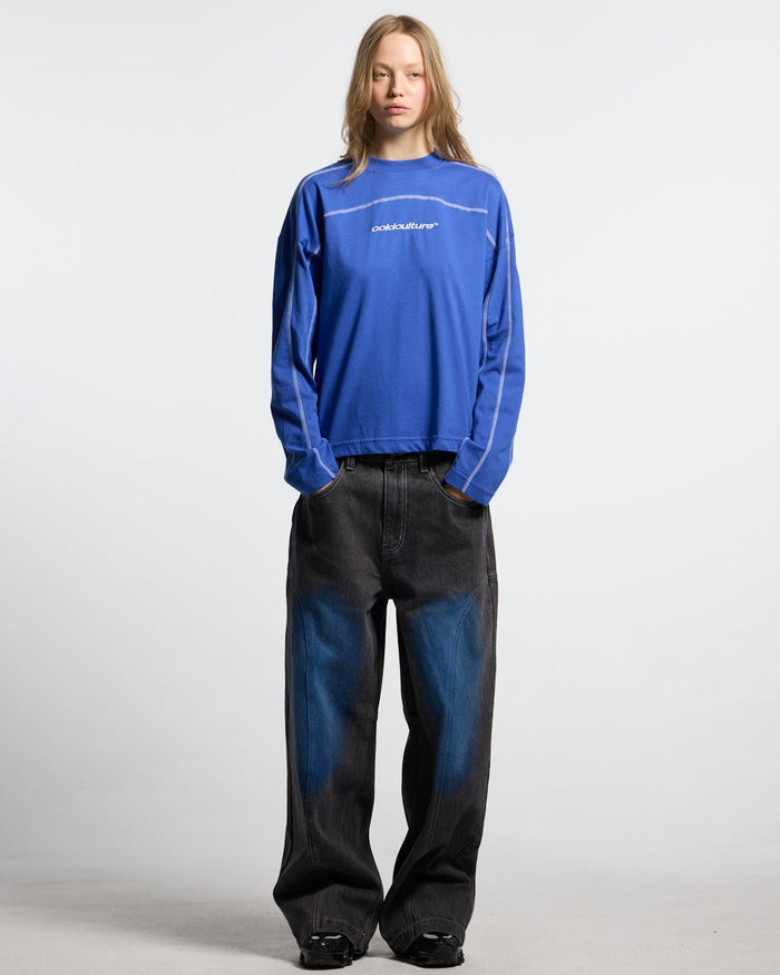 ARTWEAR JEANS GREY DENIM - grey washed denim pants, front view on female model - Cold Culture #woman