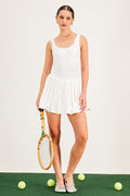 Baldo Sleeveless Bodycon Puff Mini Dress In White