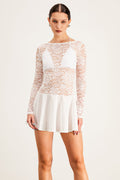 Baldr Lace Floral Ruffle Mini Dress