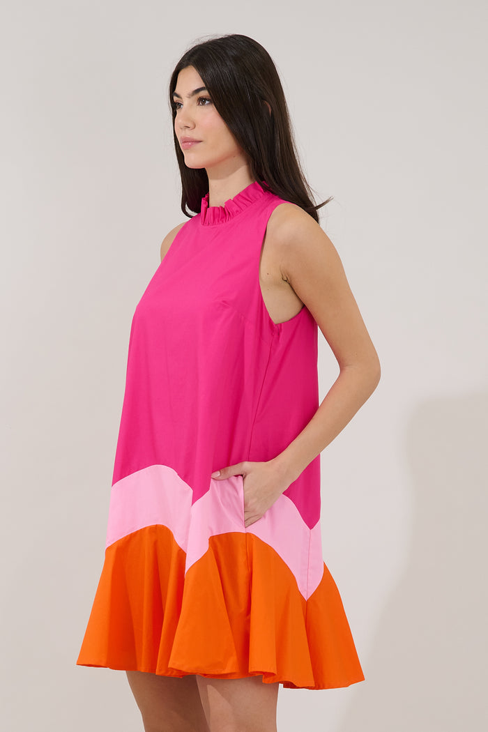 Balsy Color Block Shift Mini Dress