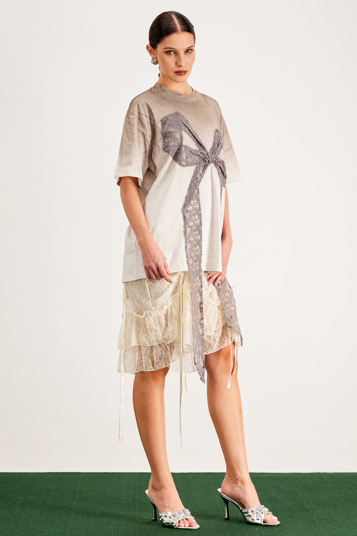 Bambi Lace Drawstring Midi Skirt