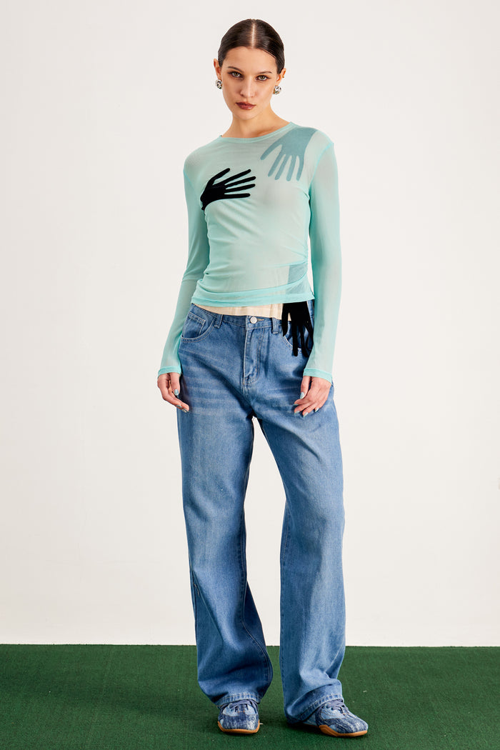 Banks Bodycon Mesh Crop Top In Blue