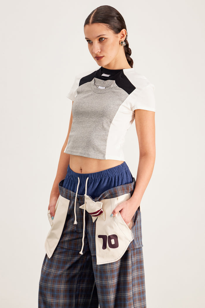 Baptista Deconstruct Crop T Shirt In White
