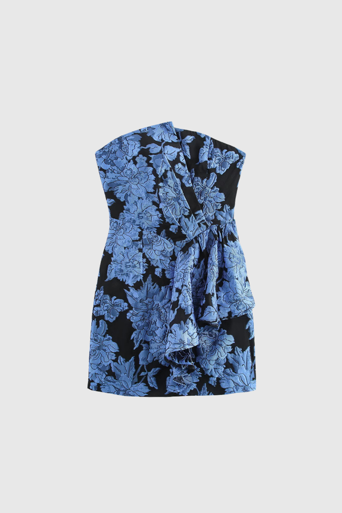 Barrfind Floral Ruch Mini Dress