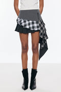 Bella Deconstruct Grid Asymmetric Fringe Skirt