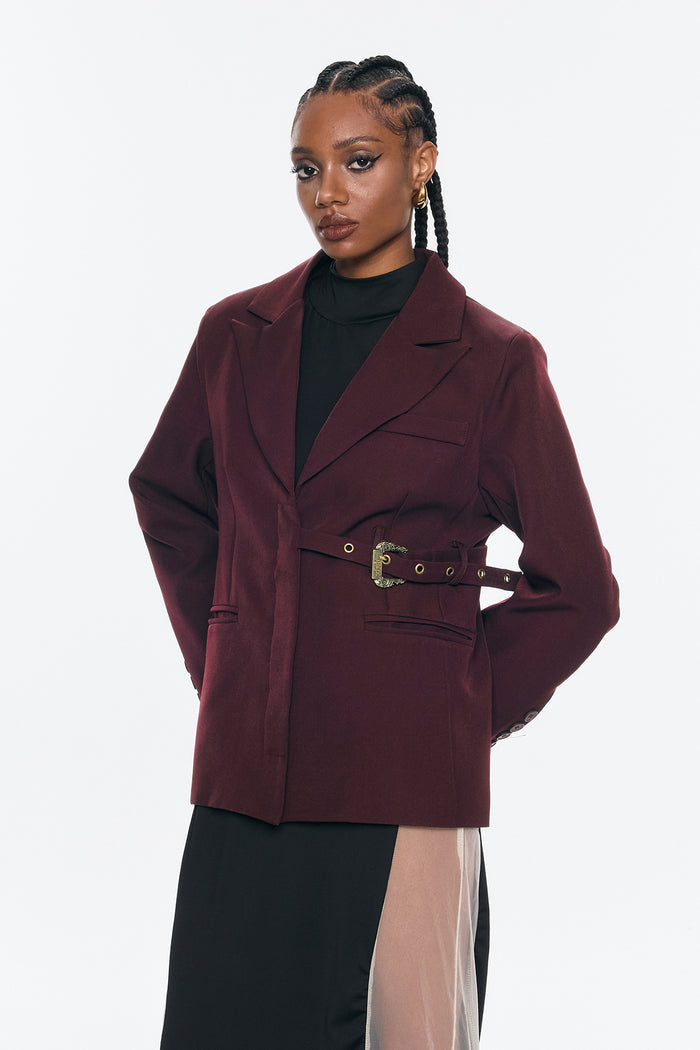 Benita Buckle Asymmetric Blazer