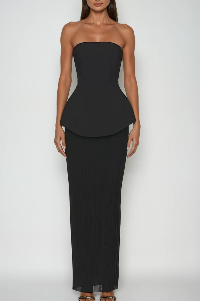 Bern Strapless Maxi Skirt Set In Black