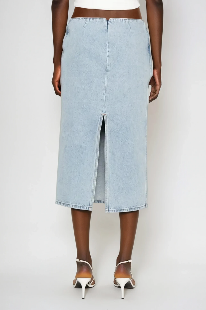 Bernd Flower Deconstruct Denim Midi Skirt