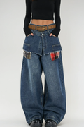 Bertie Deconstruct Plaid Barrel Jeans