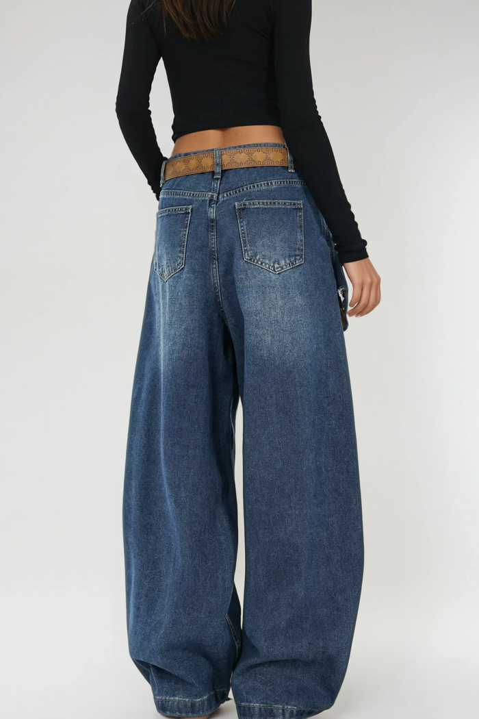 Bertie Deconstruct Plaid Barrel Jeans