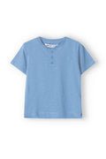 Henley T-Shirt, Blue, Button Neck - 1