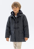 Duffle Coat, Grey Tweed, Hooded, Toggle Front - 1