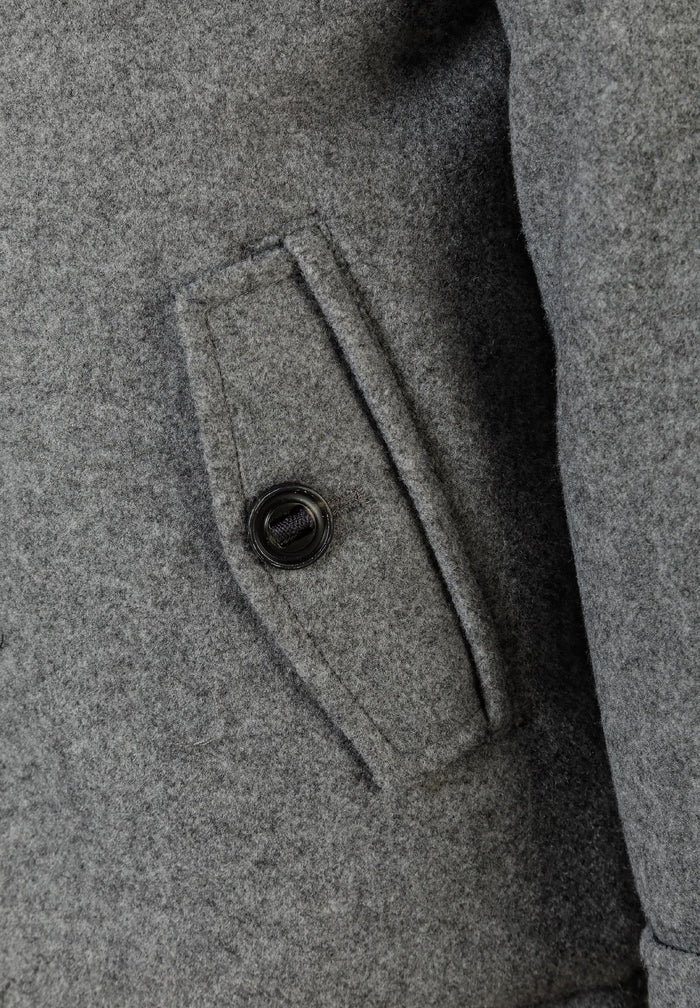 Hooded Button Coat, Grey, Classic Wool-Look - 5