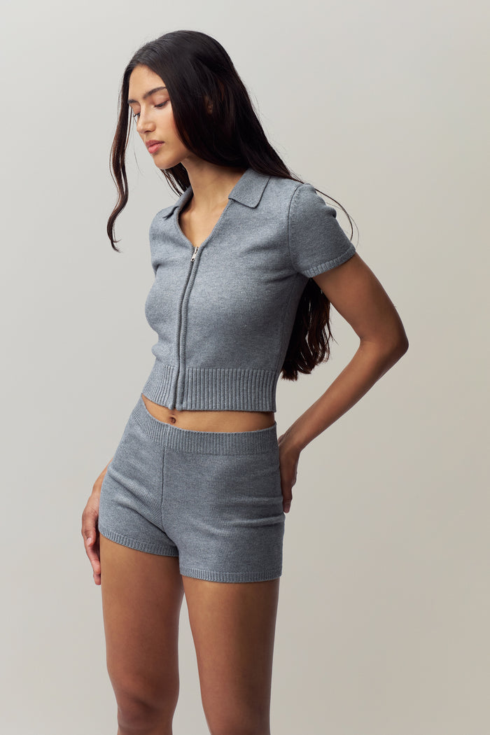 Calesia Knit Short in Heather Grey