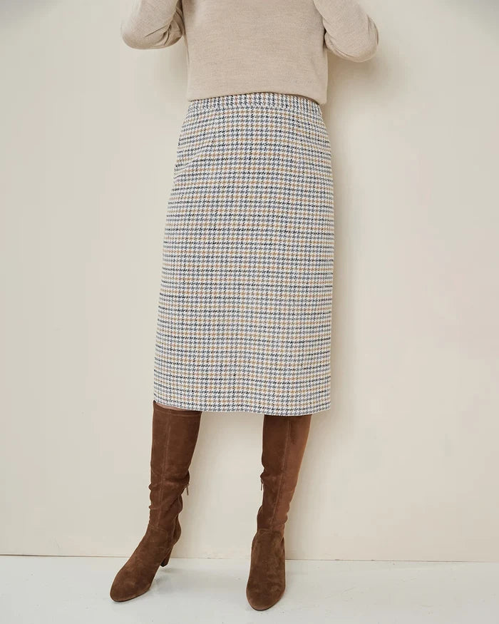 Camille Lined Checked Easycare  Straight  Skirt
