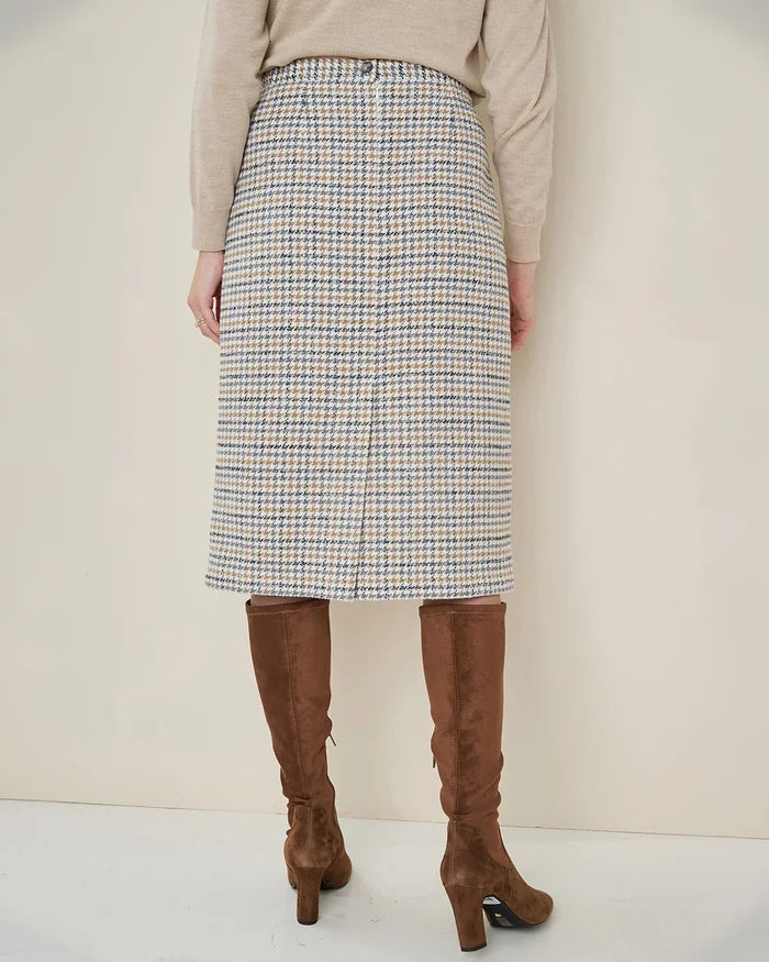 Camille Lined Checked Easycare  Straight  Skirt