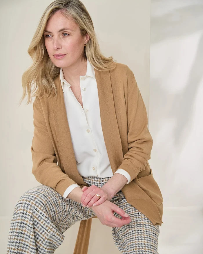 Celine Merino Wool Blend Cardigan - Caramel