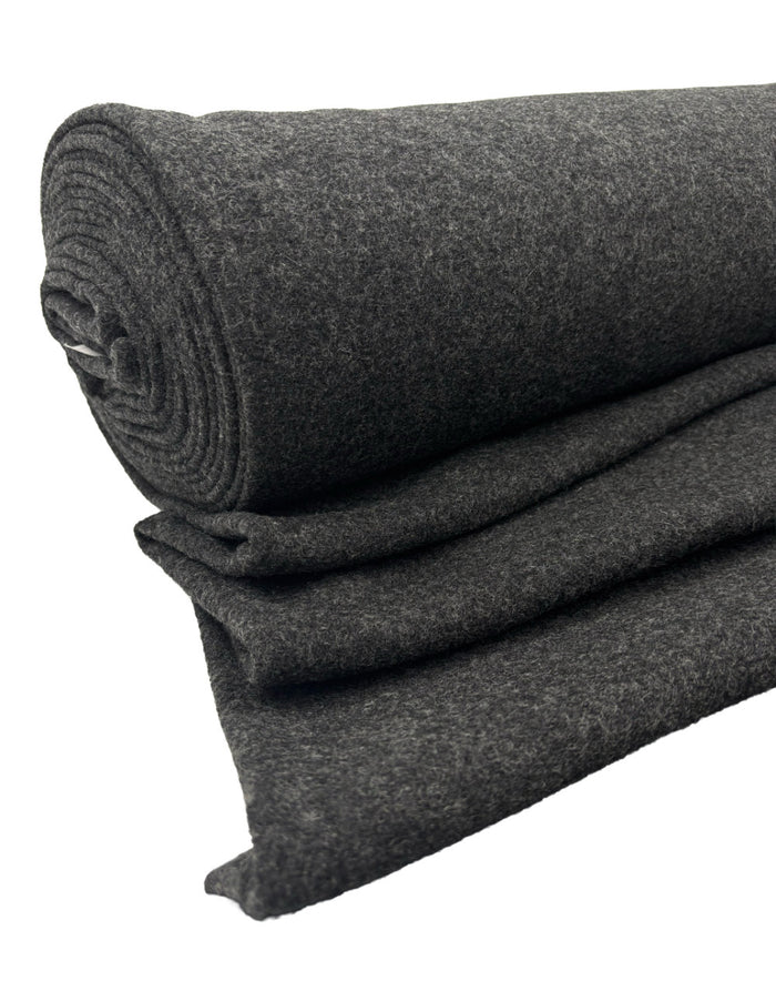 Charcoal 100% Boiled Wool Fabric