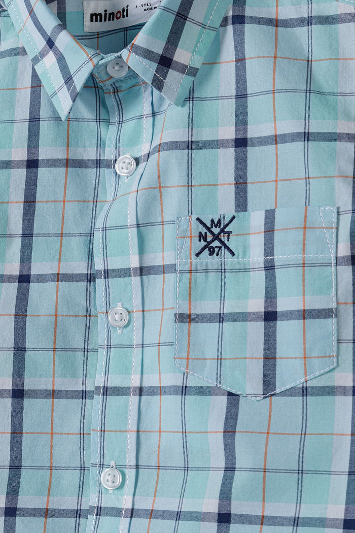 Checked Shirt Short Sleeve Light Blue - 3