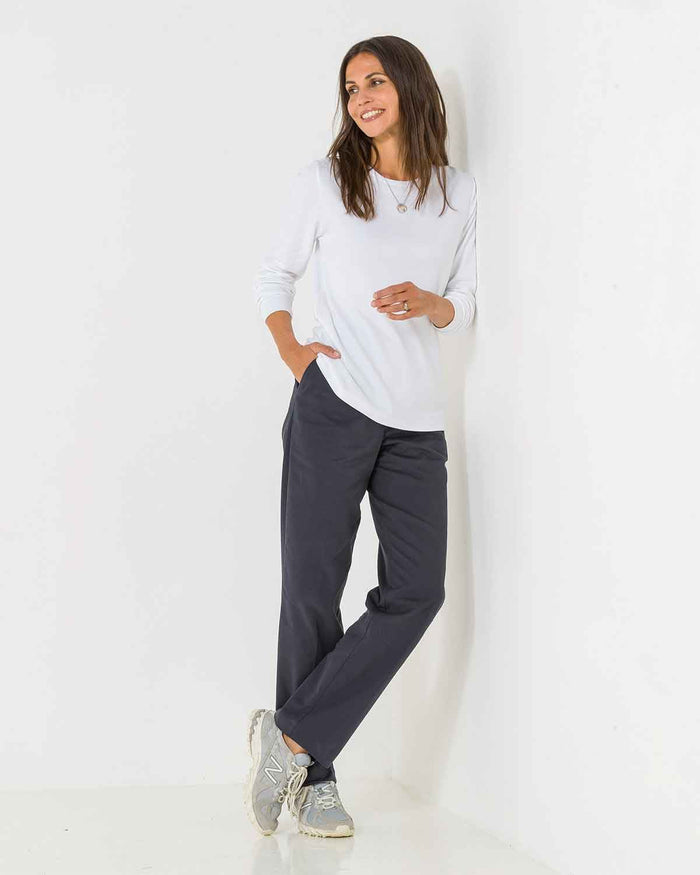 Chino Flat Front Trousers - Navy - The Classic Boutique