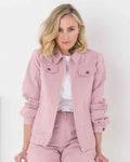 Chino Pure Cotton Twill Ladies Zip Jacket - Pink - The Classic Boutique