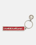 COIN KEYCHAIN METAL RED - red enamel metal keychain, front view - Cold Culture