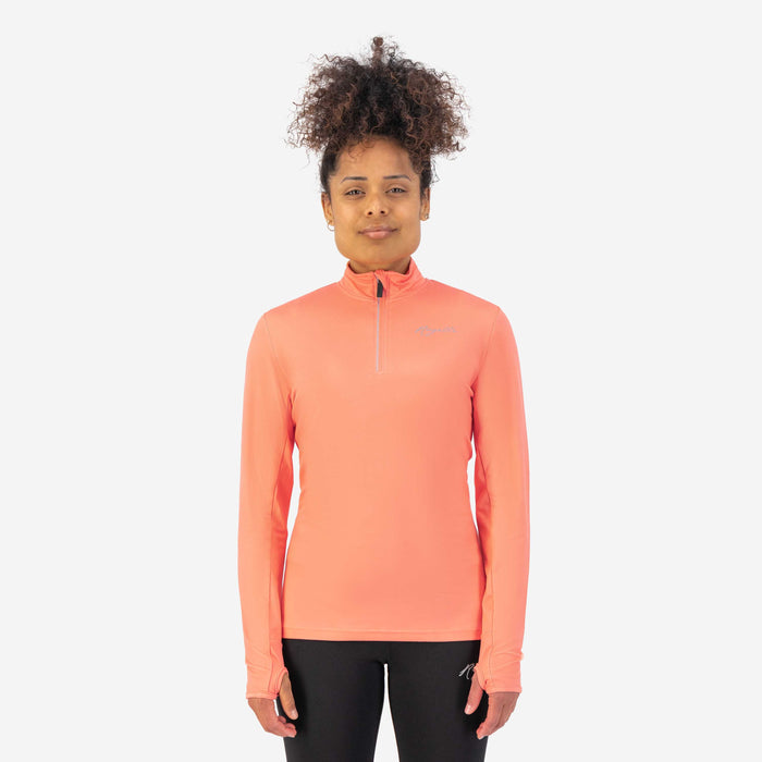 Rogelli Core hardlooptop lange mouw dames koraal gedragen voorkant.