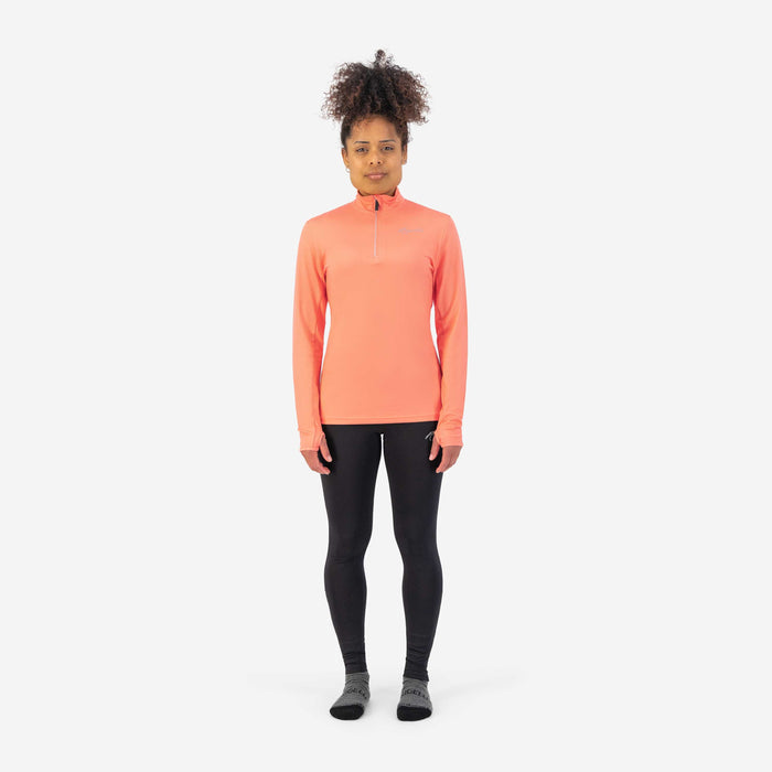 Rogelli Core hardlooptop lange mouw dames koraal gedragen totaalshot.