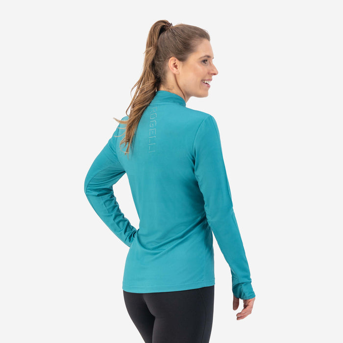 Rogelli Core hardlooptop lange mouw dames blauw gedragen achterkant.