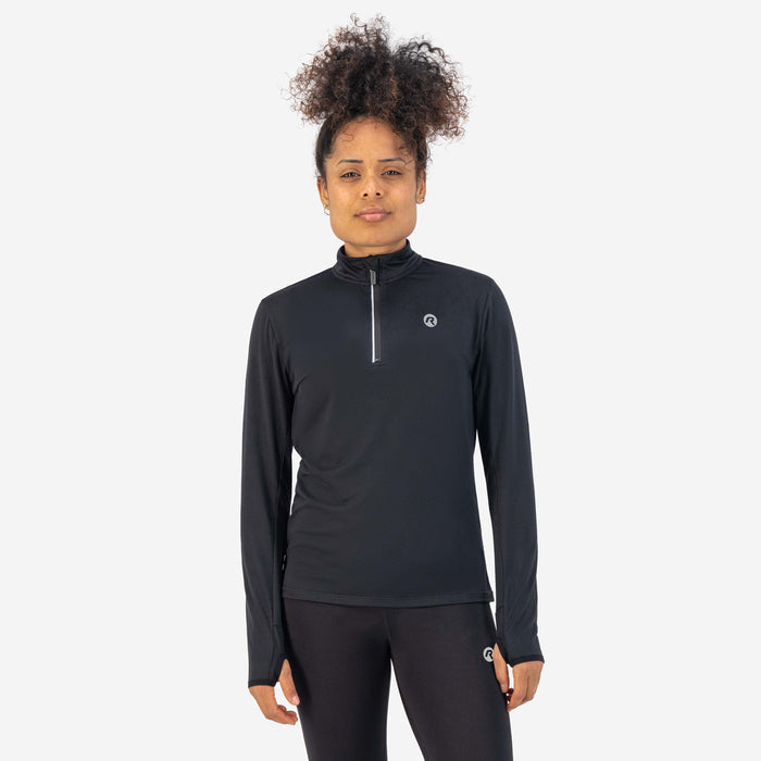 Rogelli Core hardlooptop lange mouw dames zwart gedragen voorkant.