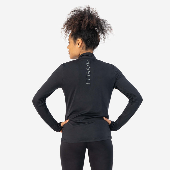 Rogelli Core hardlooptop lange mouw dames zwart gedragen achterkant.