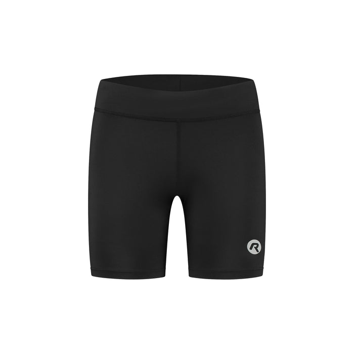 Rogelli Core korte hardloopbroek strakke pasvorm dames zwart voorkant.