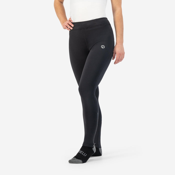 Rogelli Core lange gevoerde hardloopbroek dames zwart gedragen voorkant.