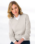 Cotton/Cashmere V Neck Jumper - Pearl - The Classic Boutique