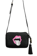 CROSSBODY BAG - Pink Mouth (Black) - Intimate Whispers