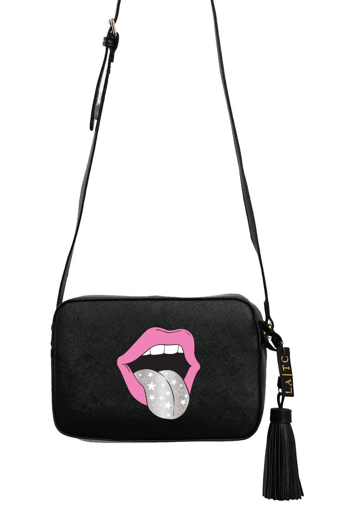 CROSSBODY BAG - Pink Mouth (Black) - Intimate Whispers