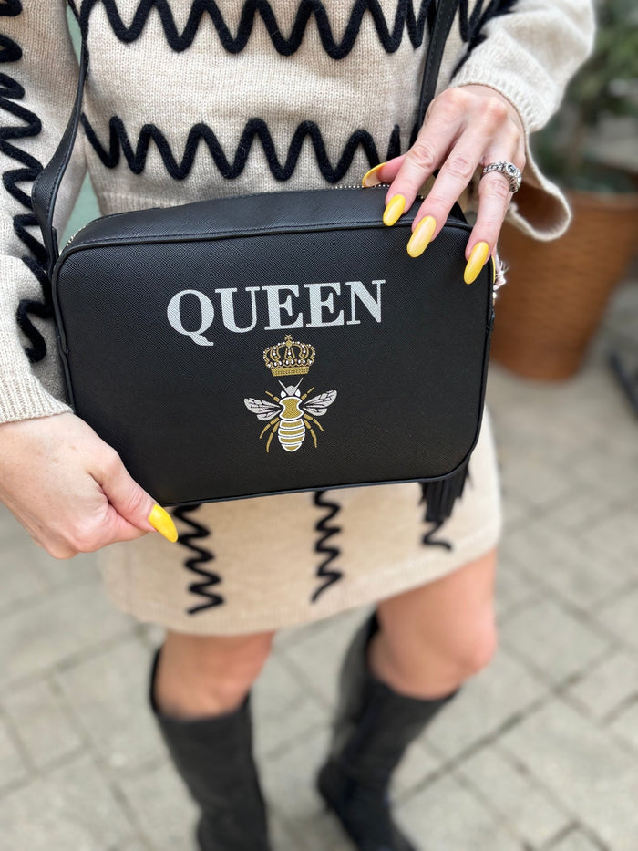 CROSSBODY BAG - Queen Bee (Black) - Intimate Whispers