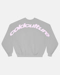 CURVED CREWNECK GREY - grey oversized crewneck sweatshirt, back view - Cold Culture